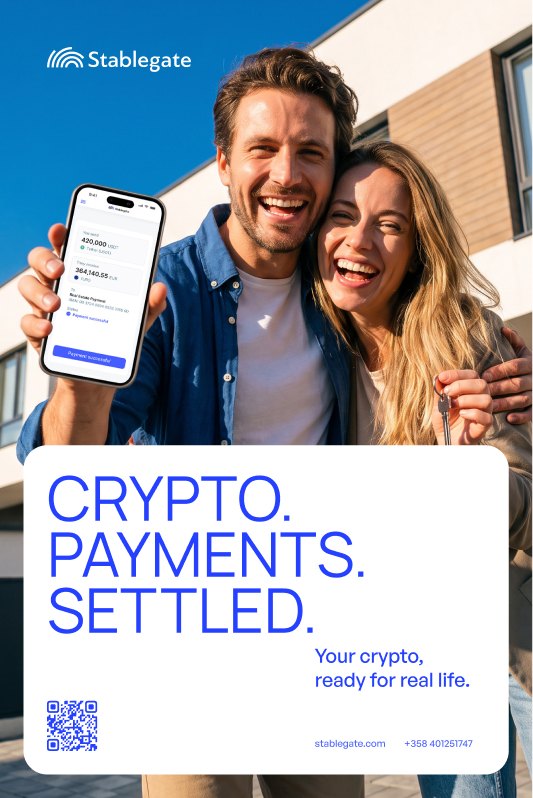 Вертикальный постер CRYPTO. PAYMENTS. SETTLED.