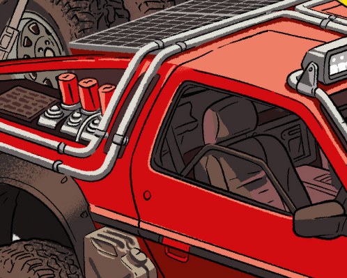 Фрагмент иллюстрации: детали постапокалиптического DeLorean